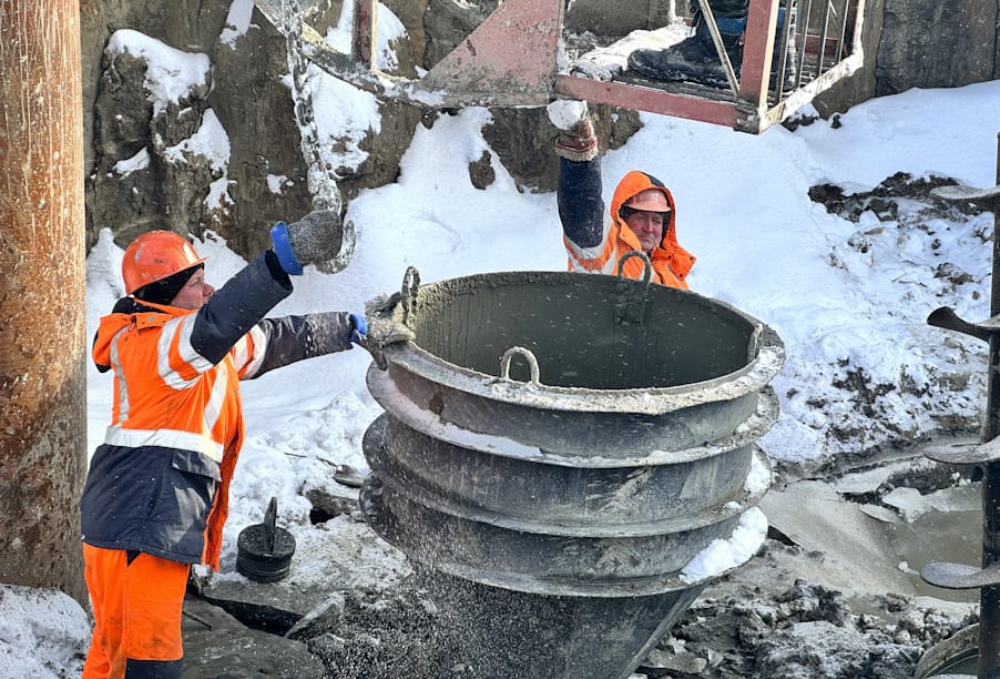 В Пензе на участке реконструкции в районе улицы Ерик возводят опоры нового путепровода